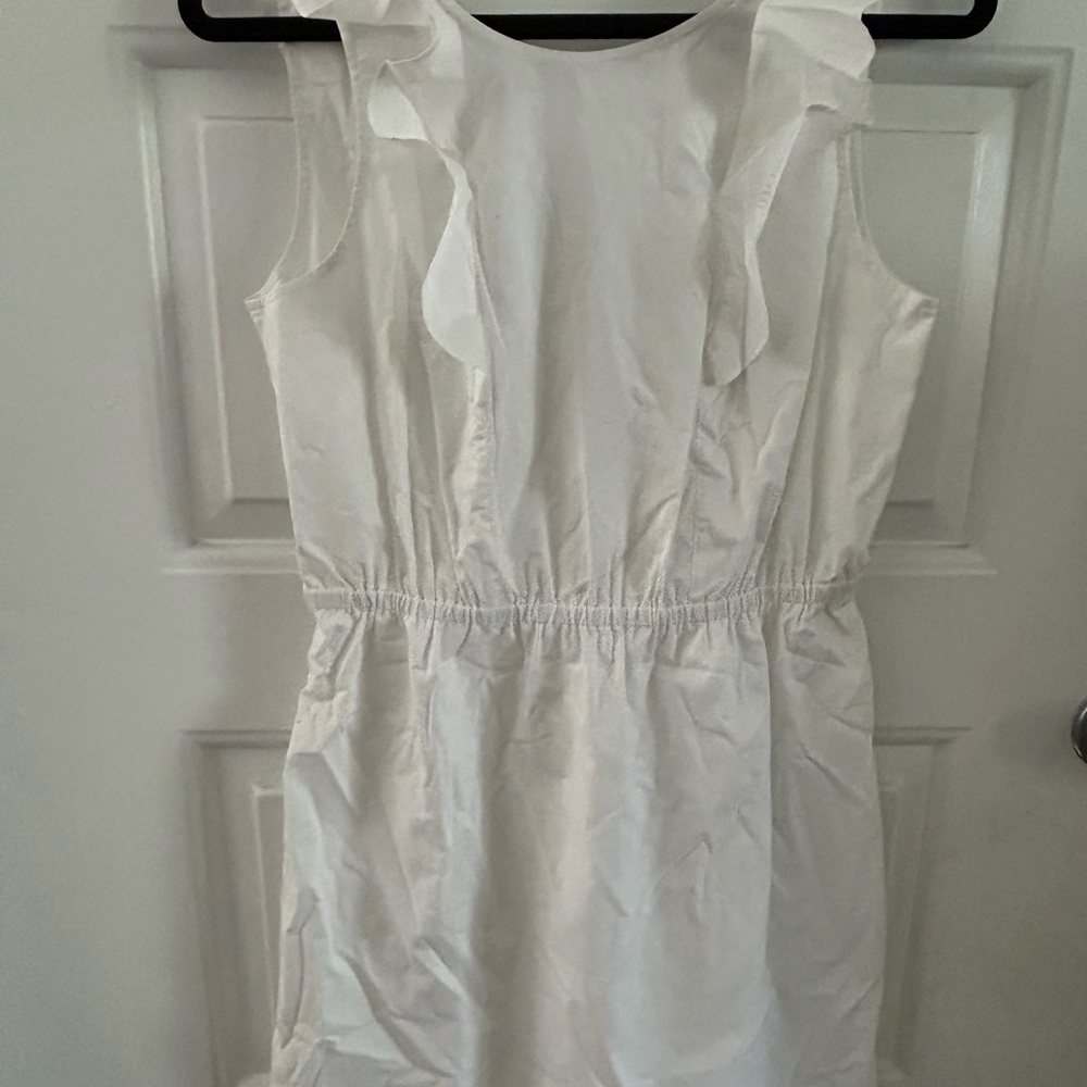 J Crew Ruffle Sleeve 100 % Cotton Sundress Sz 8 Square Back Style H5635 NWOT